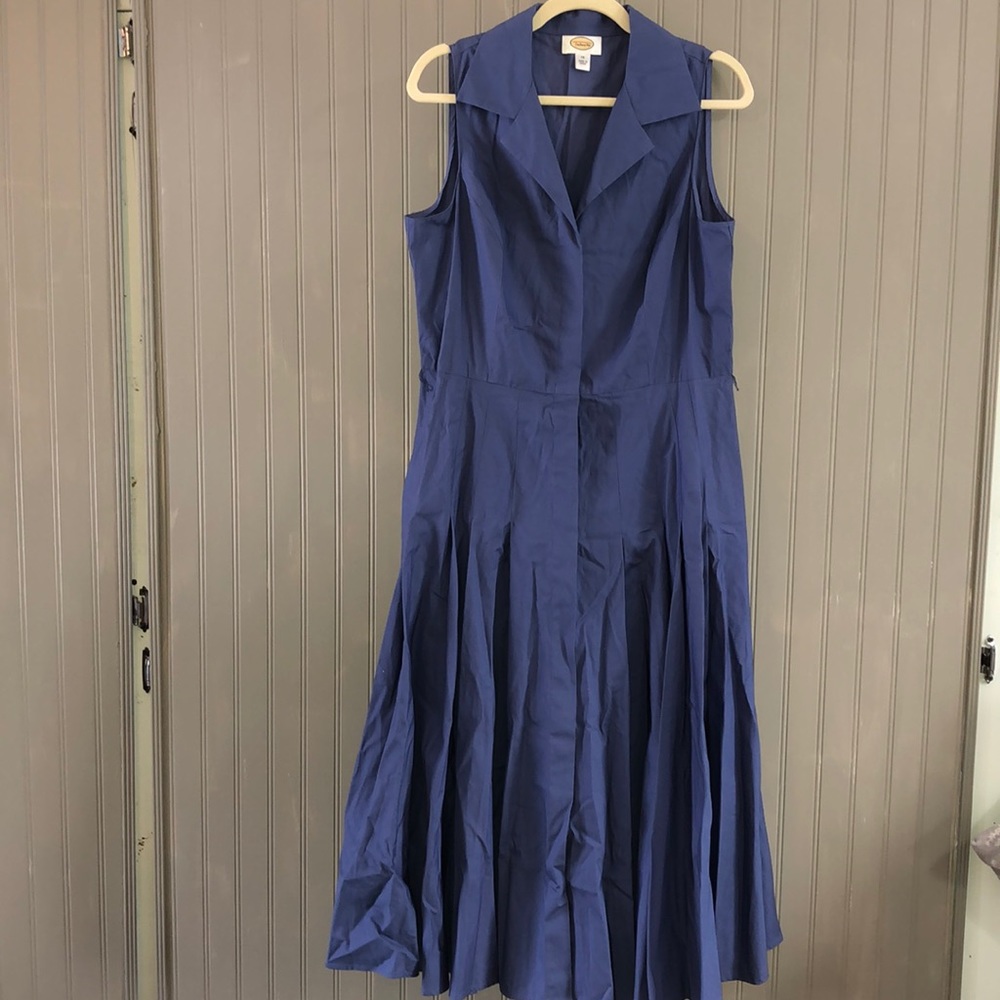 Talbots Midi/Maxi Sleeveless Blue Dress, 14 Collar